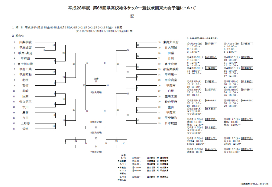 第68回県高校総体サッカー競技兼関東大会予選 甲府一高サッカー部 勝手に応援団